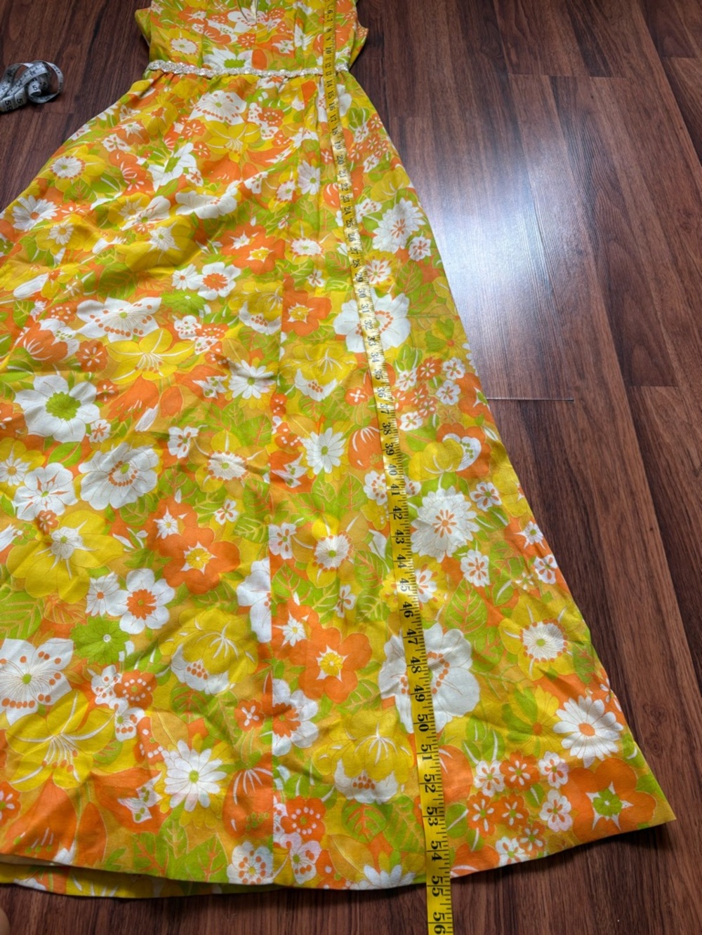 vintage 60s 70s floral sleeveless maxi dress - Picture 7 of 8